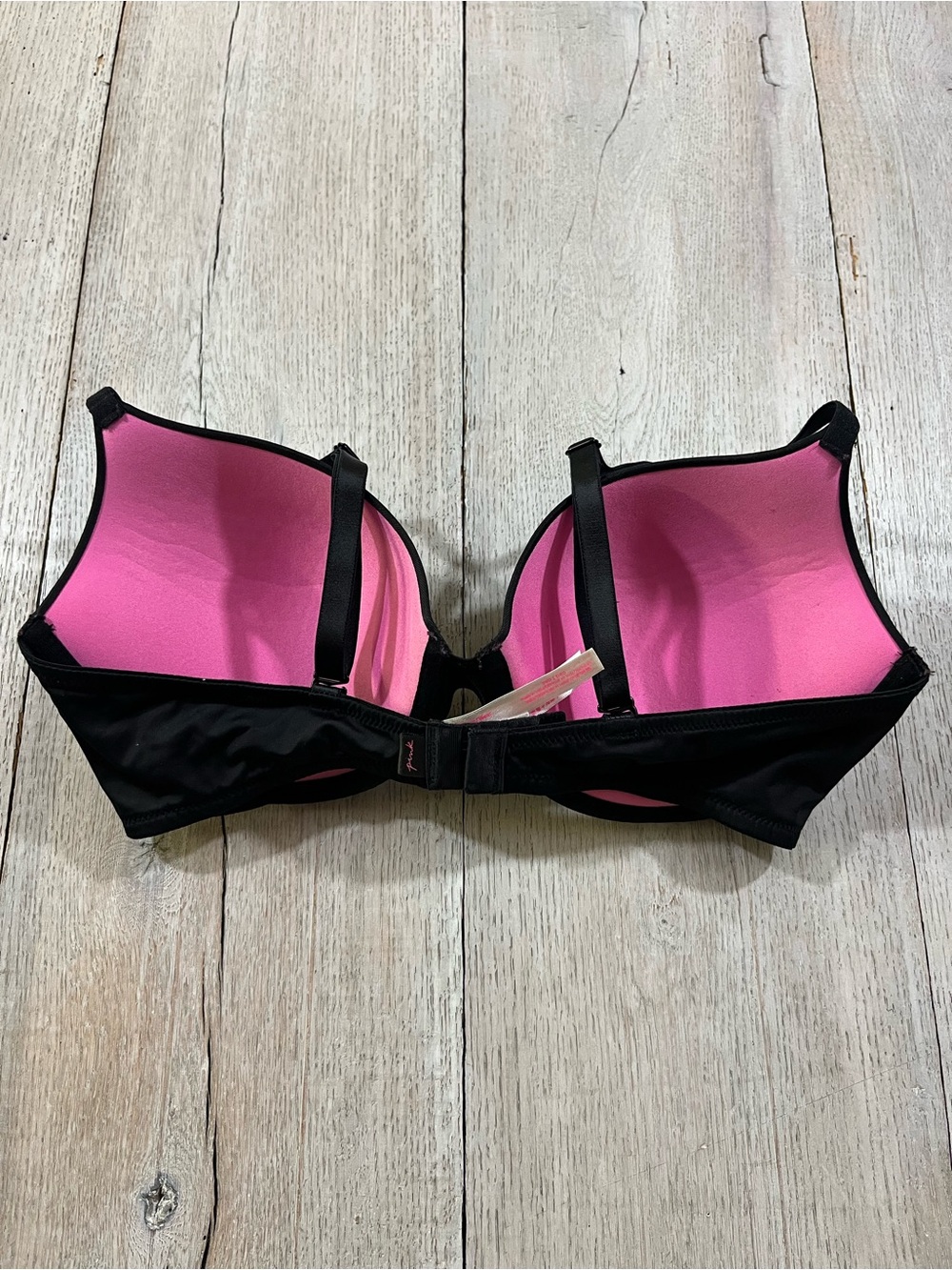 Victoria’s Secret PINK Wear Everywhere Push Up Black Pink Size 36D - Picture 2 of 7